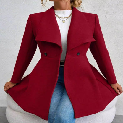 Women's Slim-fit Long Fashion Wool Coat with Lapel
