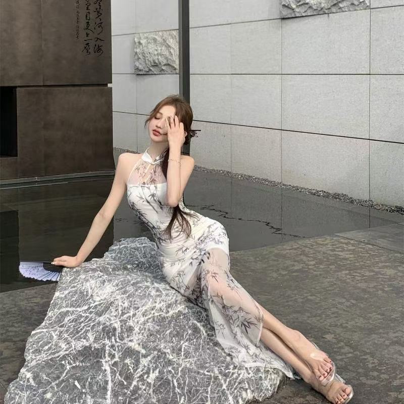 Women's Halter Dress with Slim Design