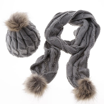 Ladies Woolen Scarf Hat Set Figure 8 Hat Scarf Set