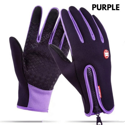 Winter Touch Screen Riding Motorcycle Sliding Gloves, Waterproof Sports Gloves with Wool Filling