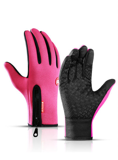Winter Touch Screen Riding Motorcycle Sliding Gloves, Waterproof Sports Gloves with Wool Filling