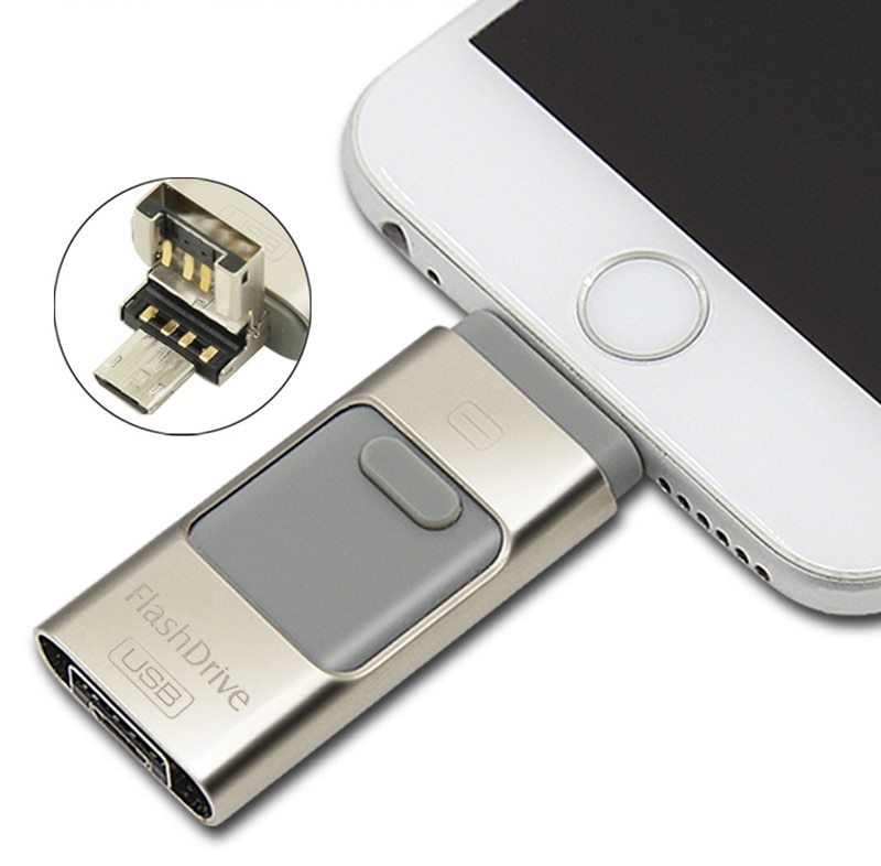 Three-in-One OTG USB Flash Drive for Computer and Cell Phone