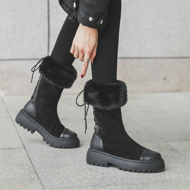 Martin boots thickened warmth and velvet smoke boots