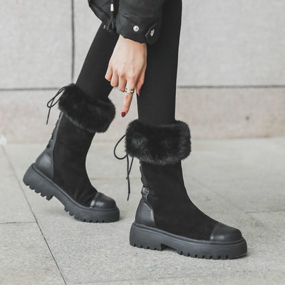 Martin boots thickened warmth and velvet smoke boots