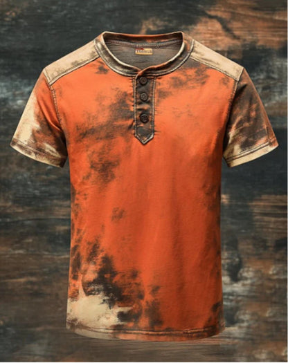 Men's Fashion Printed Hip Hop Casual Sports Button Short Sleeve