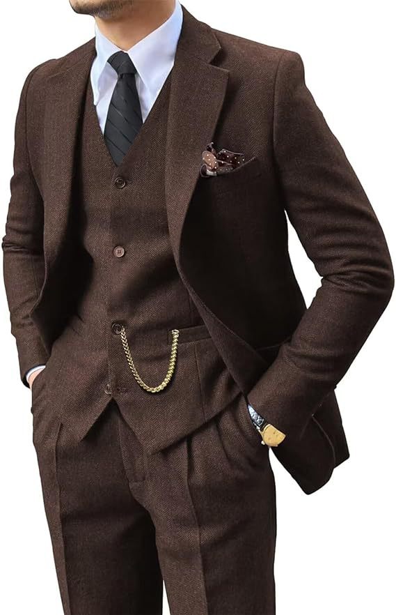 Herringbone Men's Slim Fit Suit