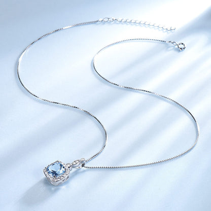 925 Sterling Silver Sky Blue Topaz Necklace, Four-Piece Set