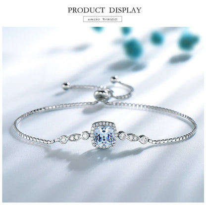 925 Sterling Silver Sky Blue Topaz Necklace, Four-Piece Set