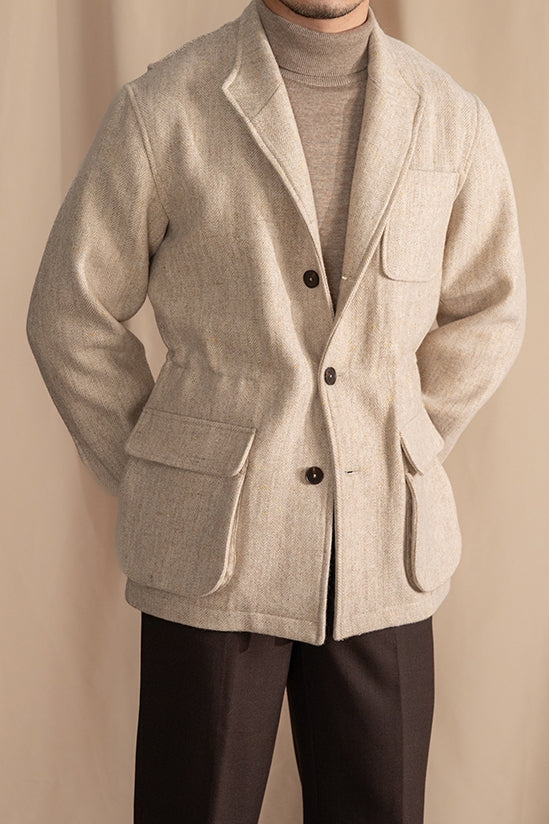 Retro Warm Tweed Jacket with Lapel, British Safari Jacket, Teda