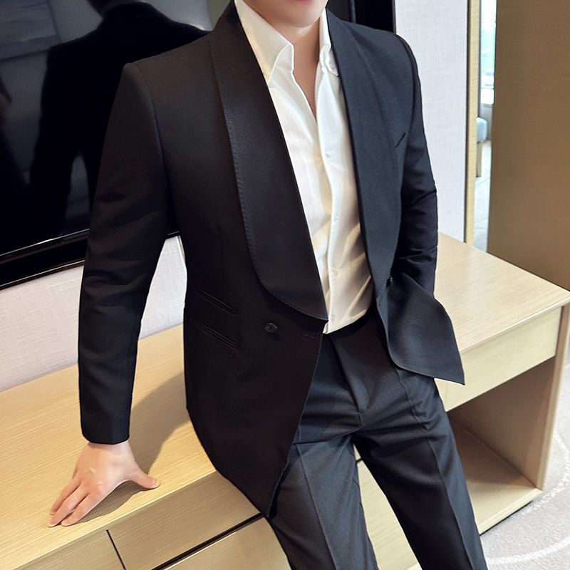 Men's Casual Suit Double Breasted Green Collar