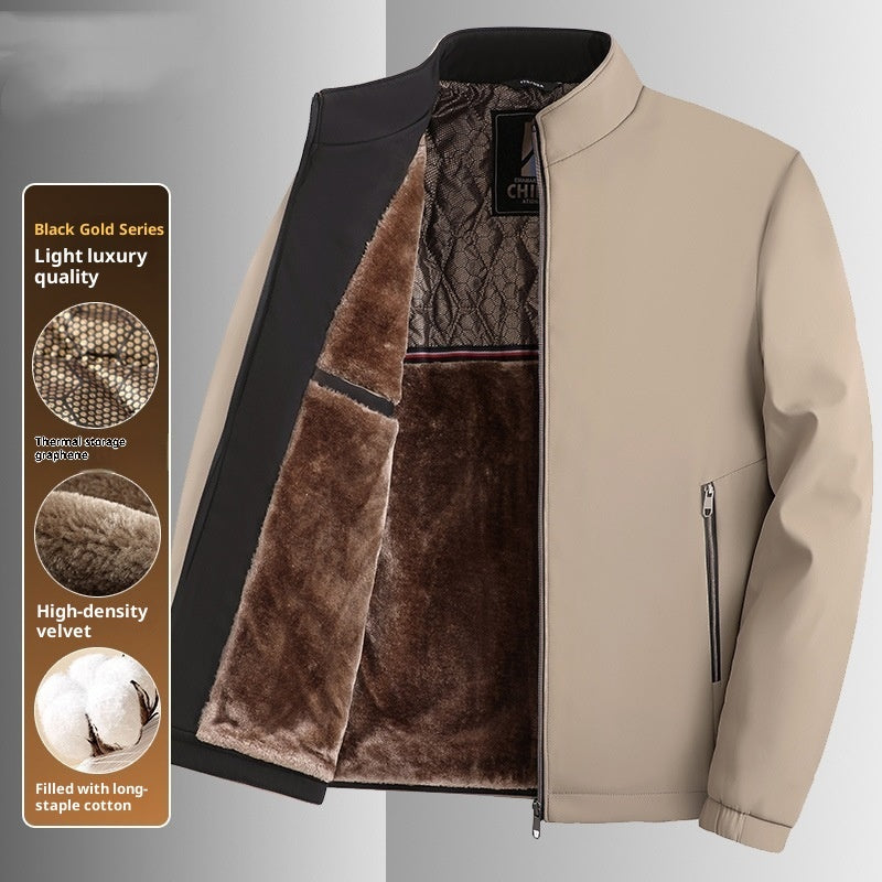 Men's Stand Collar Business Casual Jacket for middle and older fathers
