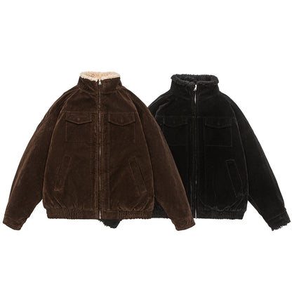 Retro Stand-up Collar Cotton-padded Loose Cotton Coat Workwear Cotton-padded Jacket