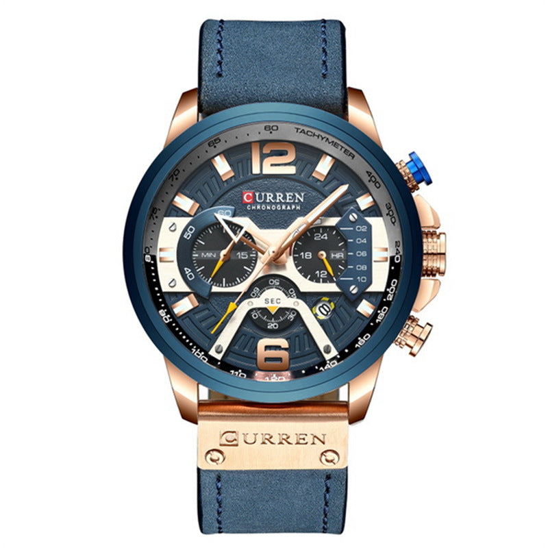 Casual sports watch, blue watch for men.