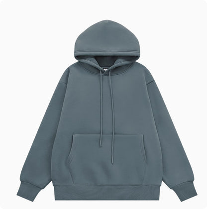 American Street Solid Color Fleece Hooded Sweatshirt For Men And Women