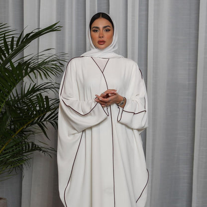 Women's White Patchwork Plus Size Women's Abaya Robe 