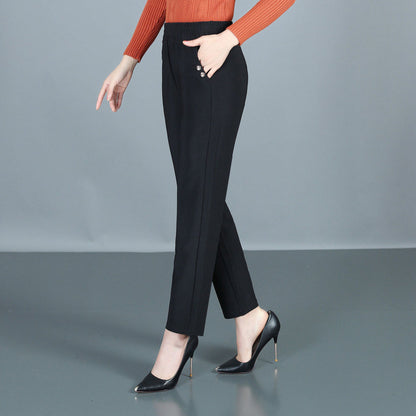 Spring and Autumn Mid-Age Mom Pants Straight Leg Trousers