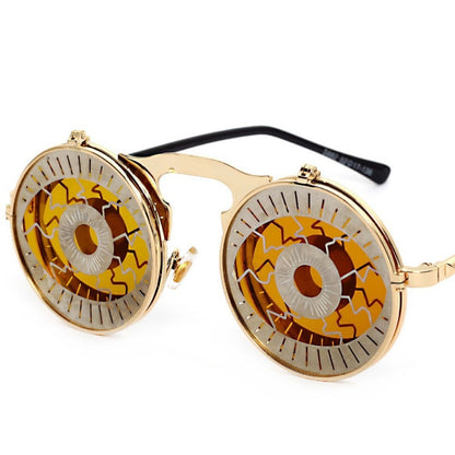 Casual Retro Metal Punk Steam Flip Sunglasses for Men