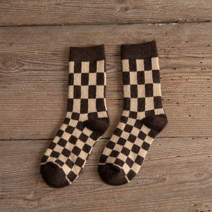 Medium Tube Thickened Brown Mushroom Wool Socks for Women