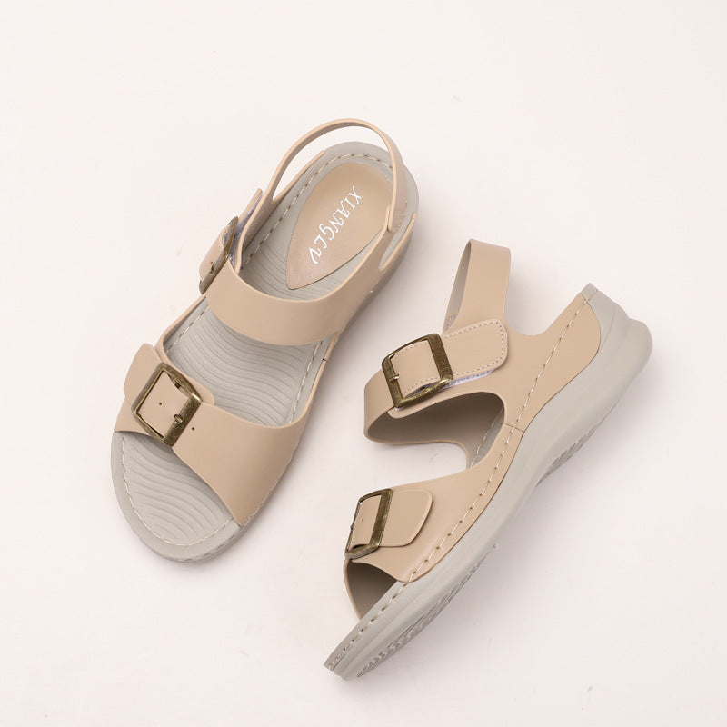 Women's Casual Sandals Fashion Thick Bottom Velcro Travel Beach Shoes