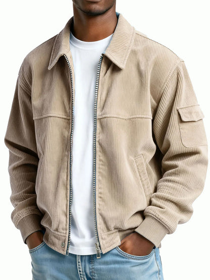 New Men's Retro Corduroy Fashion Casual Long Sleeve Pocket Jacket Men