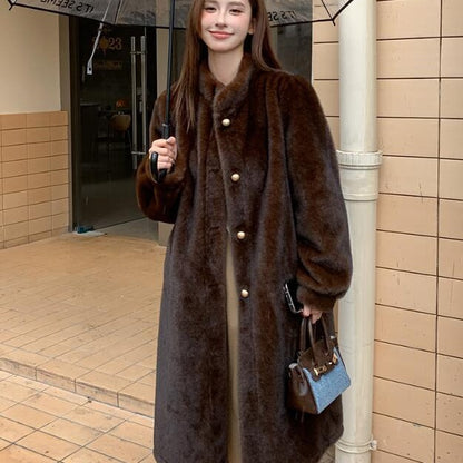 Mid-ancient Long Mink Environmental Protection Purple Velvet Whole Mink Marten Overcoats