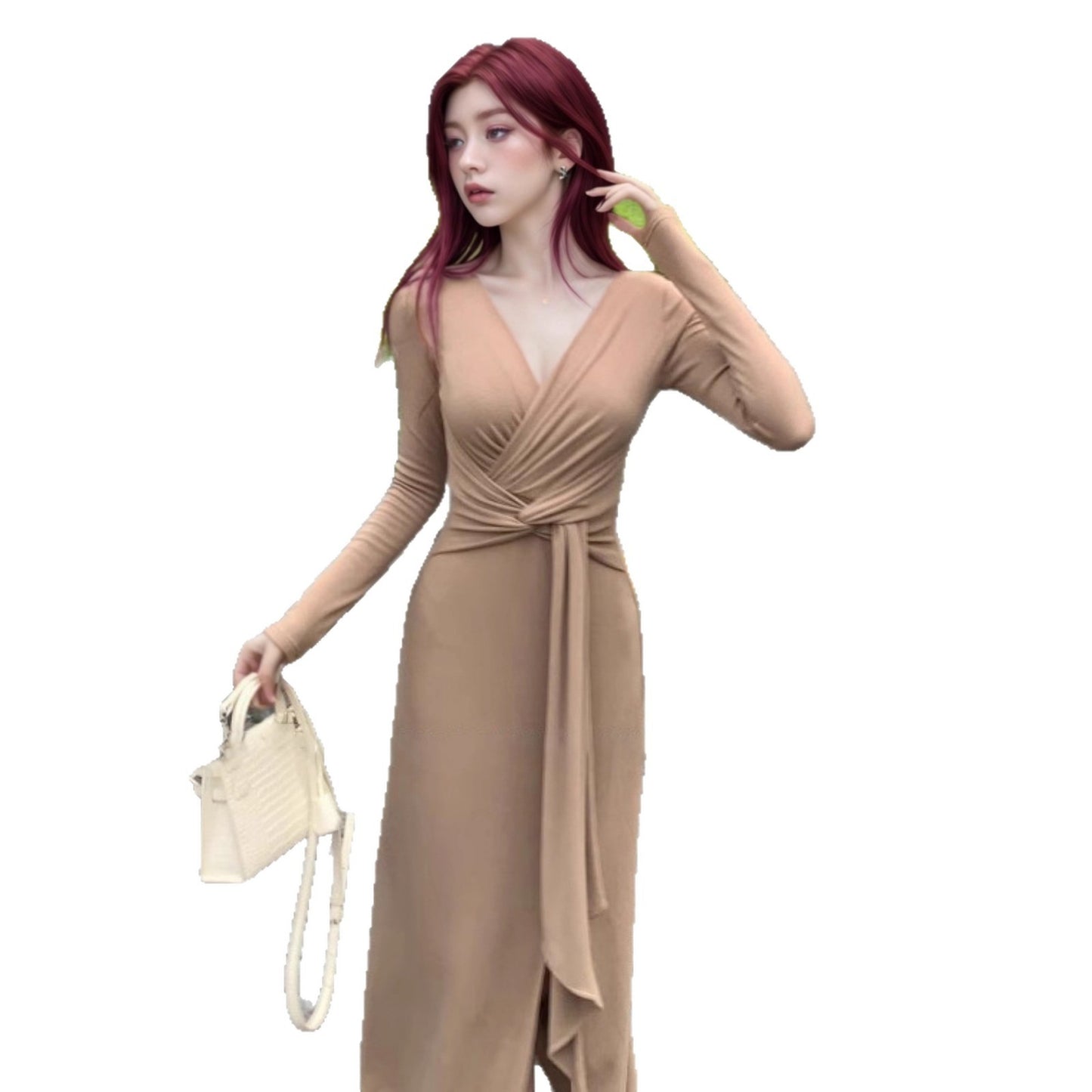 Pure Desire To Twist Long Sleeve Dress for Women Spring and Autumn Outfit