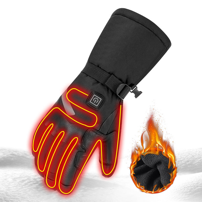 Sheepskin Electric Heating Gloves for Motorcycles, Thermal Smart Touch Screen, and Outdoor Skiing