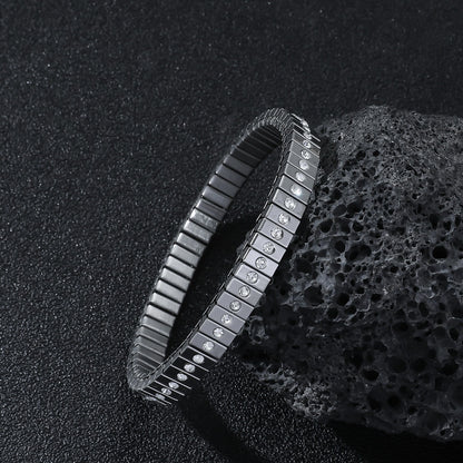 Cold Stainless Steel Diamond Elastic Bracelet for Men