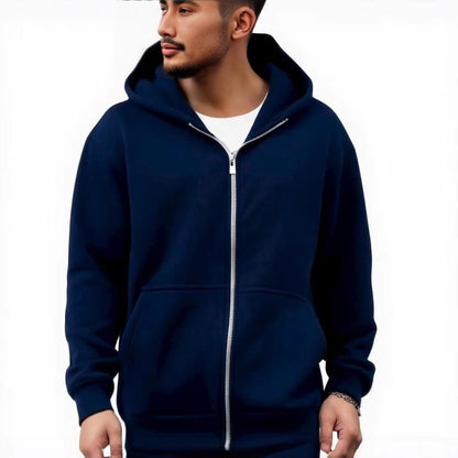 Men's Loose Sports and Leisure Hooded Zipper Sweatshirt