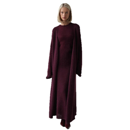 Knitted Cardigan Sleeveless Dress Two-Piece Set