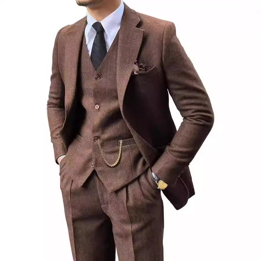 Herringbone Men's Slim Fit Suit
