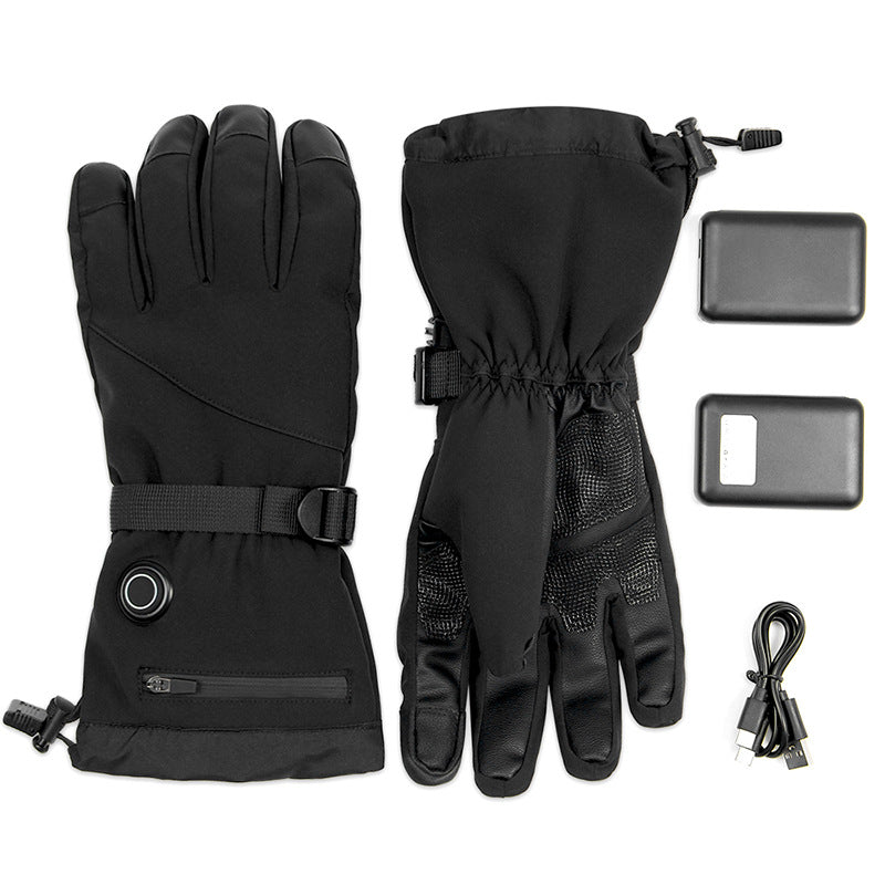 Sheepskin Electric Heating Gloves for Motorcycles, Thermal Smart Touch Screen, and Outdoor Skiing