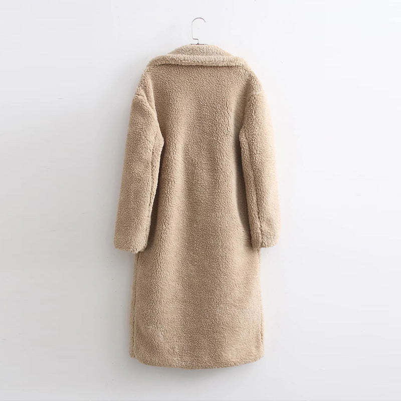 Women's Lamb Wool Fur Profile Long Fur Coat