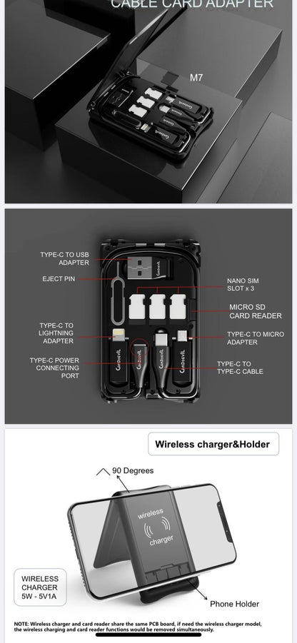 Multifunctional travel survival card, all-in-one data cable.