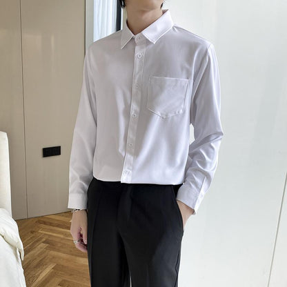 Men's Wine Red Long Sleeve Slim Fit Business Shirt
