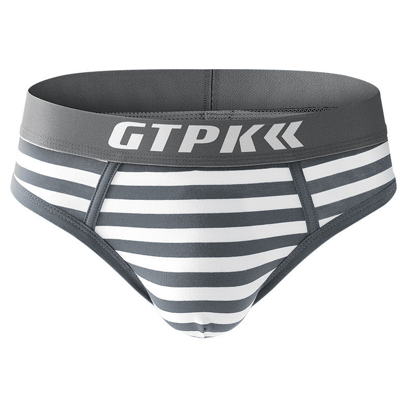 Men's Striped Underwear Plus Size Mid-waist Breathable Triangle