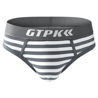 Men's Striped Underwear Plus Size Mid-waist Breathable Triangle