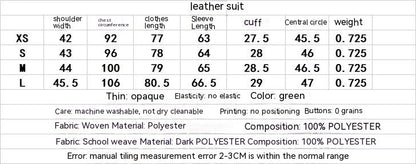 Women Casual Loose Fitting Suit Pants Faux Leather Set