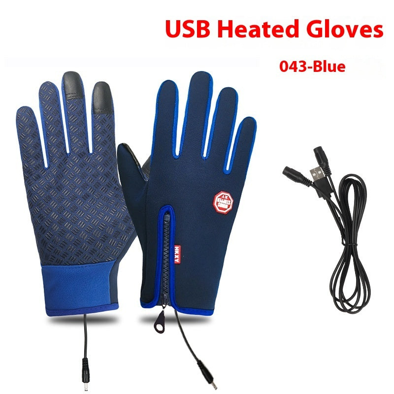 USB Electric Heating Gloves Winter Outdoors Sports Skiing Warm Waterproof Non-slip