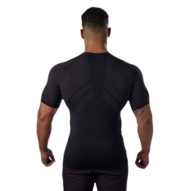 Summer Men's Solid Color Fashion Round Neck Sports Short Sleeve