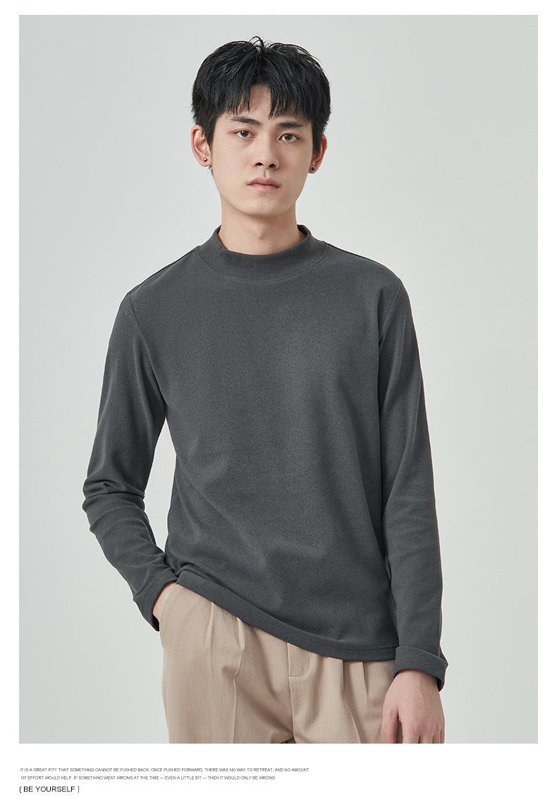 Men's Autumn And Winter High Quality Dralon Half-high Collar Long Sleeves T-Shirt