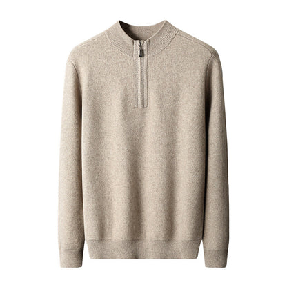 Men's Solid Color Half Collar Pullover Sweater
