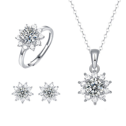 925 Silver Ring Holder Jewelry Ornament First Snow Series Goddess Necklace Suit
