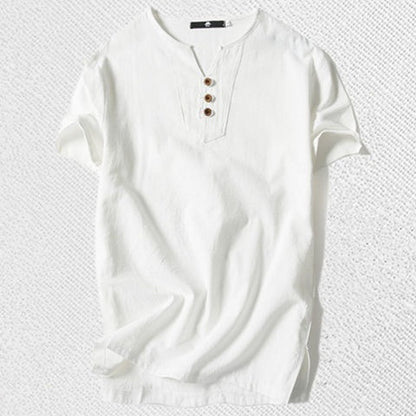 Loose Cotton and Linen Men's T-Shirt