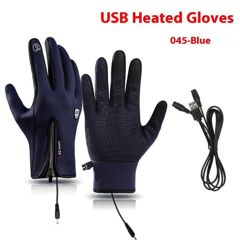 USB Electric Heating Gloves Winter Outdoors Sports Skiing Warm Waterproof Non-slip