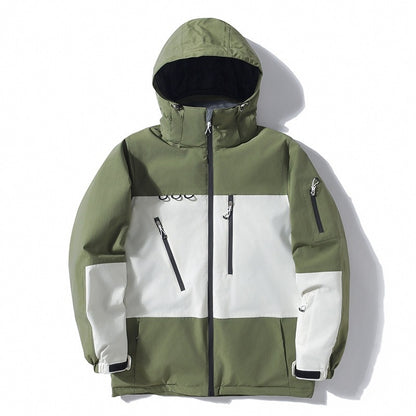 Men's and Women's Thickened Warm Color Matching Waterproof Jacket