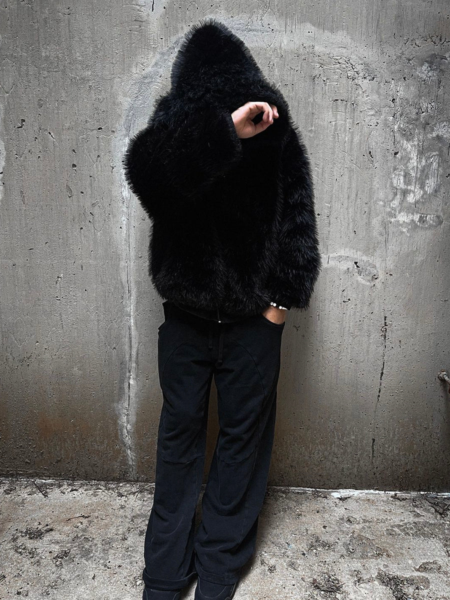 Double-sided Wear Short Wide BOXY Mountain Carved Cotton Jacket