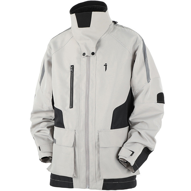 Outdoor Color Contrast Patchwork Loose Leisure Workwear Coat