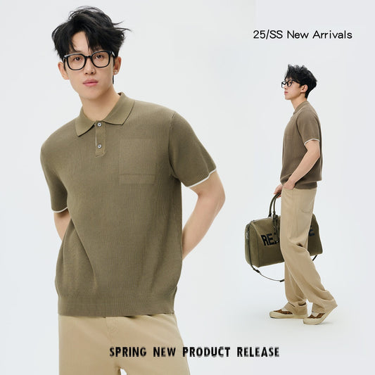 Business Casual Sweater Men's High Sense Summer Contrast Color Lapels