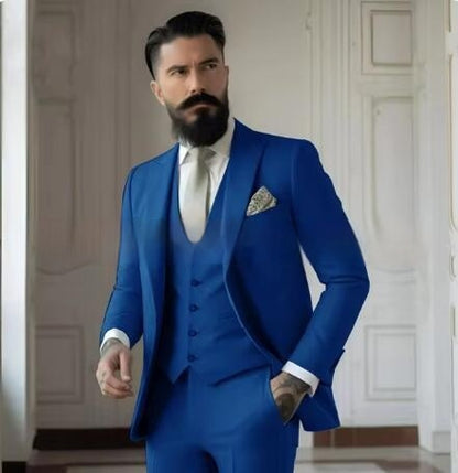 Men's Solid Color Slim Fit Business Suit Set